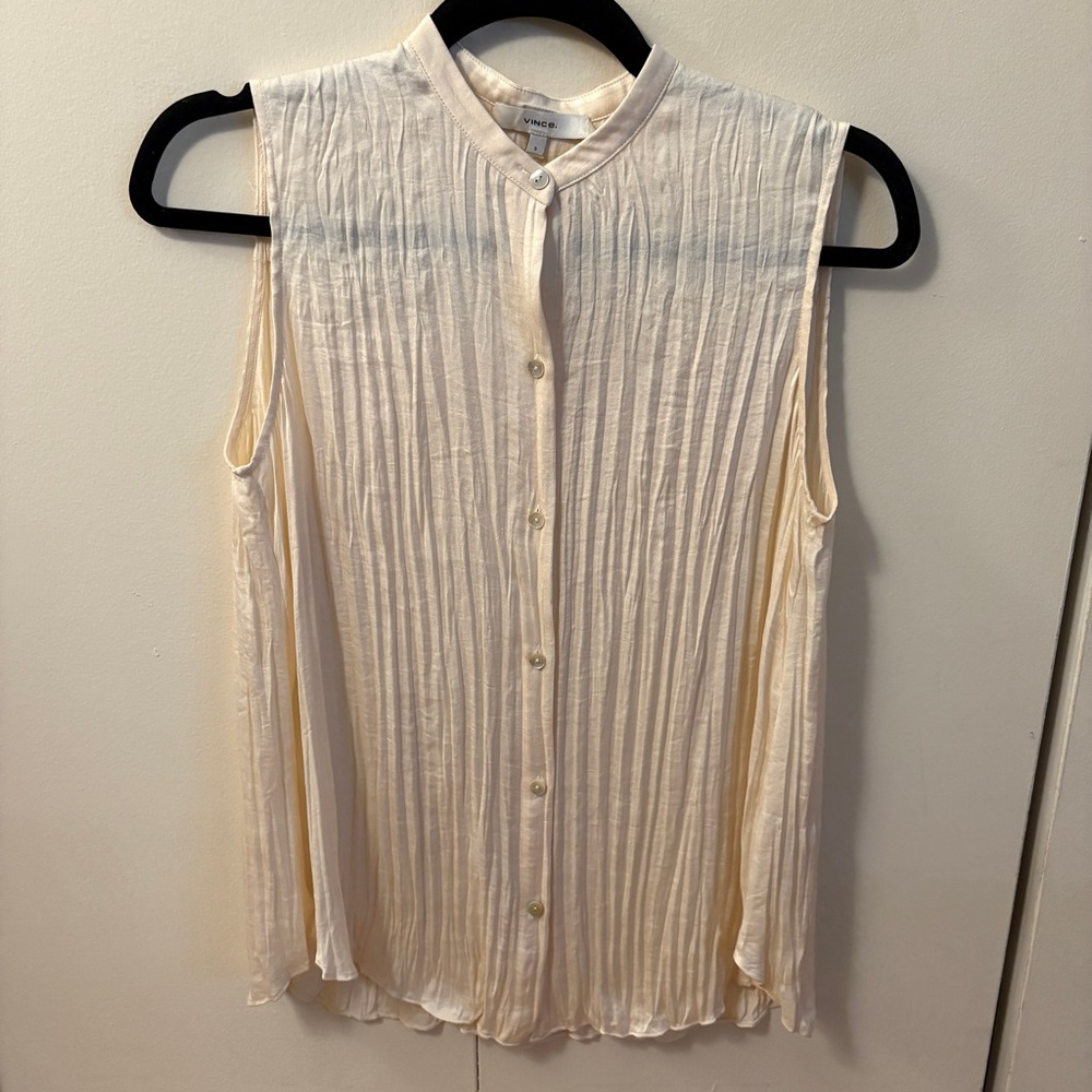 Vince silk button up tank top